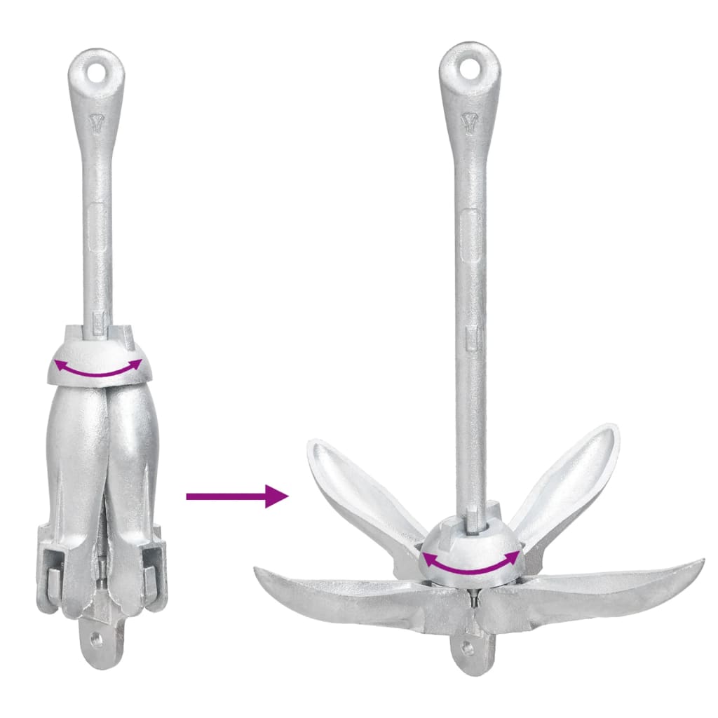 Ancora Pieghevole Argento 4 kg in Ghisa Zincata a Caldo - homemem39