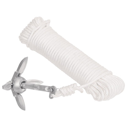 Ancora Pieghevole con Corda Argento 0,7kg Ghisa Zincata a Caldo - homemem39