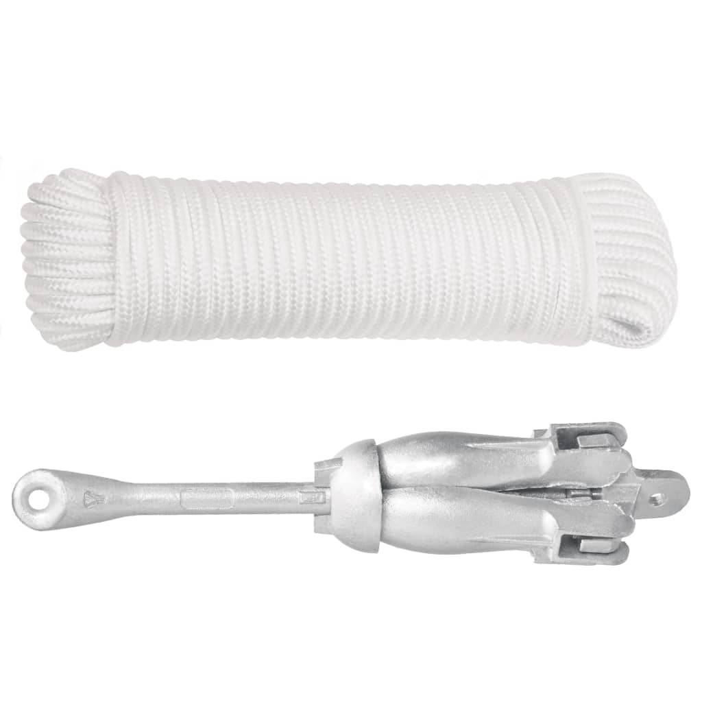 Ancora Pieghevole con Corda Argento 6 kg Ghisa Zincata a Caldo - homemem39