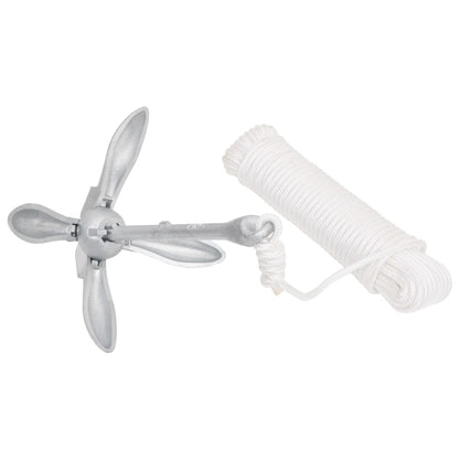 Ancora Pieghevole con Corda Argento 6 kg Ghisa Zincata a Caldo - homemem39