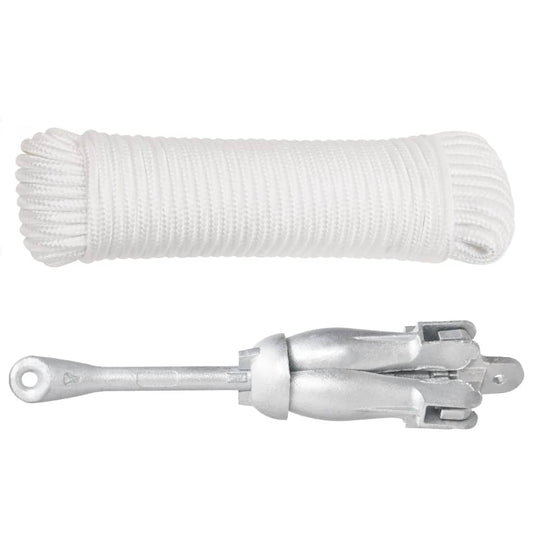 Ancora Pieghevole con Corda Argento 8 kg Ghisa Zincata a Caldo - homemem39