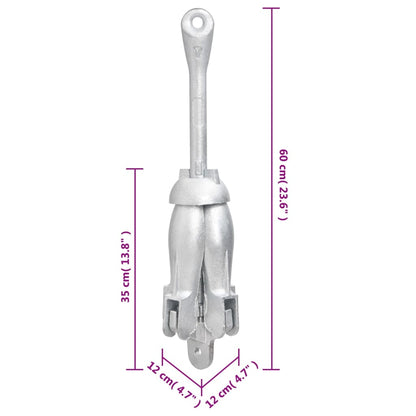 Ancora Pieghevole con Corda Argento 8 kg Ghisa Zincata a Caldo - homemem39