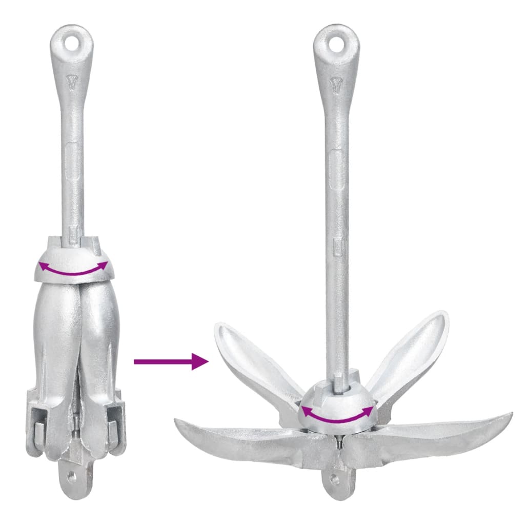 Ancora Pieghevole con Corda Argento 8 kg Ghisa Zincata a Caldo - homemem39