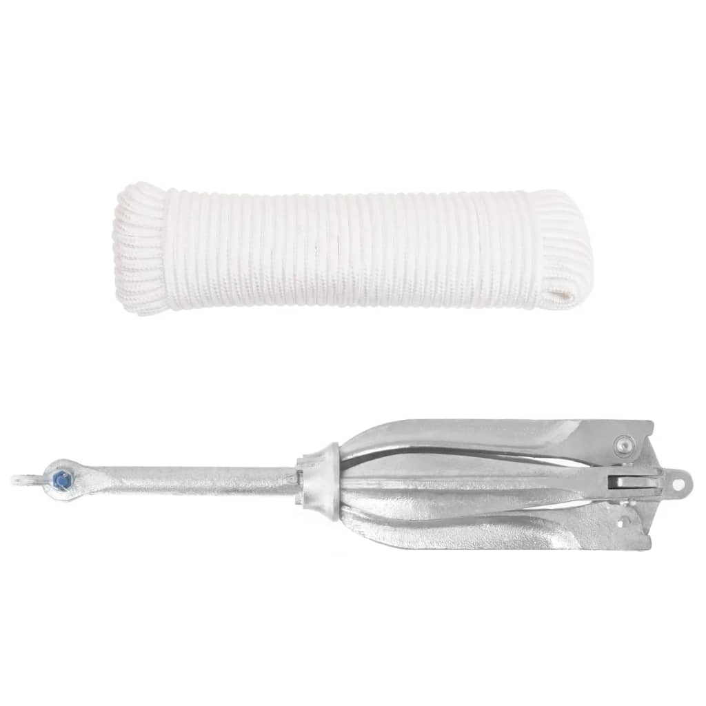 Ancora Pieghevole con Corda Argento 12 kg Ghisa Zincata a Caldo - homemem39