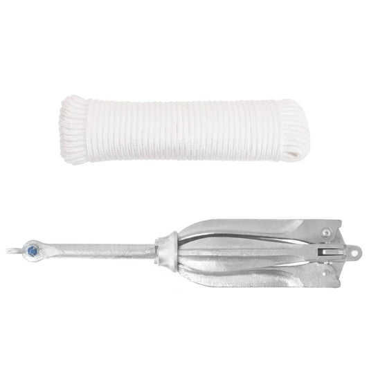 Ancora Pieghevole con Corda Argento 12 kg Ghisa Zincata a Caldo - homemem39