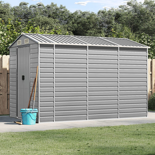 Casetta da giardino grigio chiaro 191x300x198 cm in acciaio zincato | homemem39