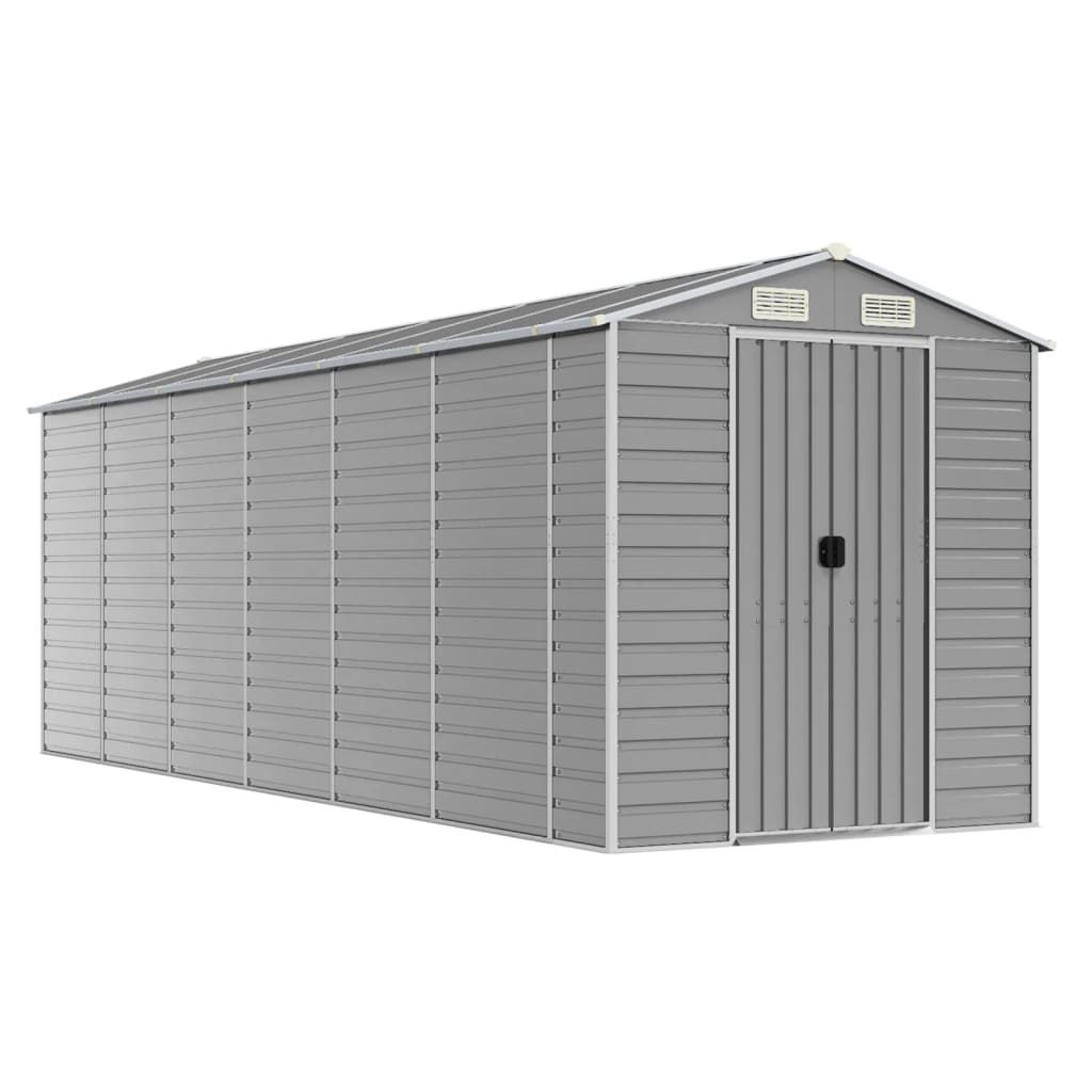 Casetta da giardino grigio chiaro 191x555x198 cm in acciaio zincato | homemem39