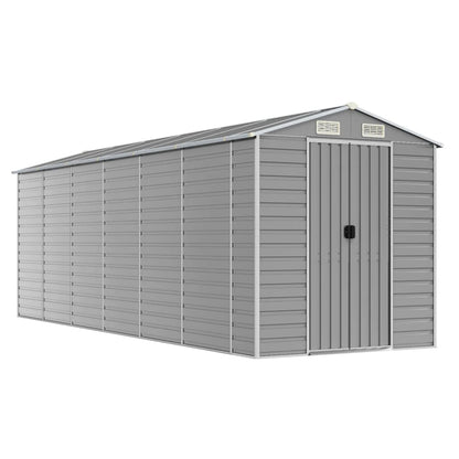 Casetta da giardino grigio chiaro 191x555x198 cm in acciaio zincato | homemem39