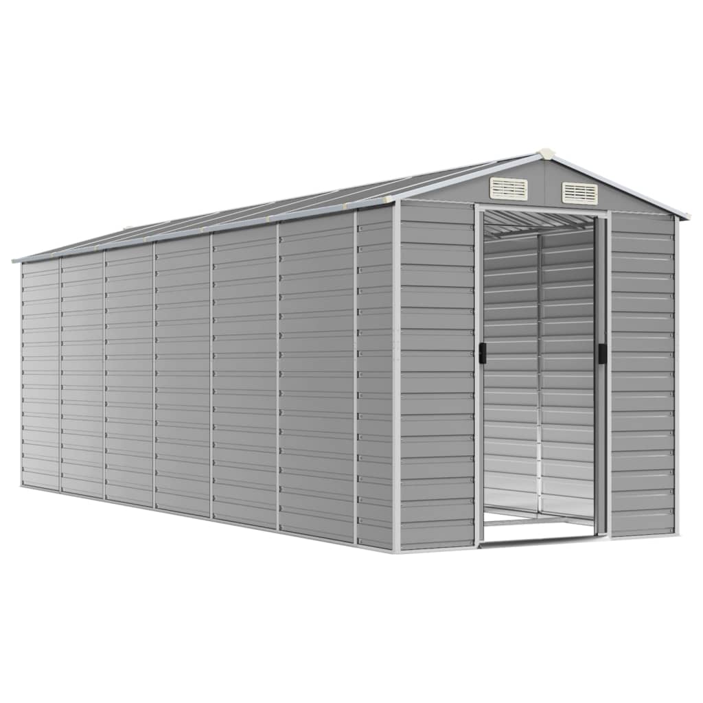 Casetta da giardino grigio chiaro 191x555x198 cm in acciaio zincato | homemem39
