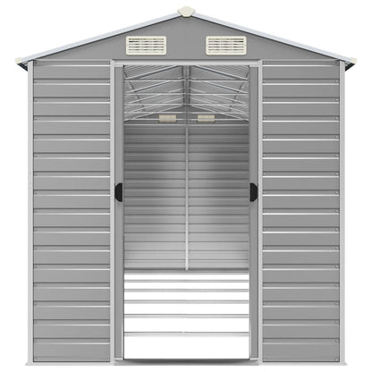 Casetta da giardino grigio chiaro 191x555x198 cm in acciaio zincato | homemem39