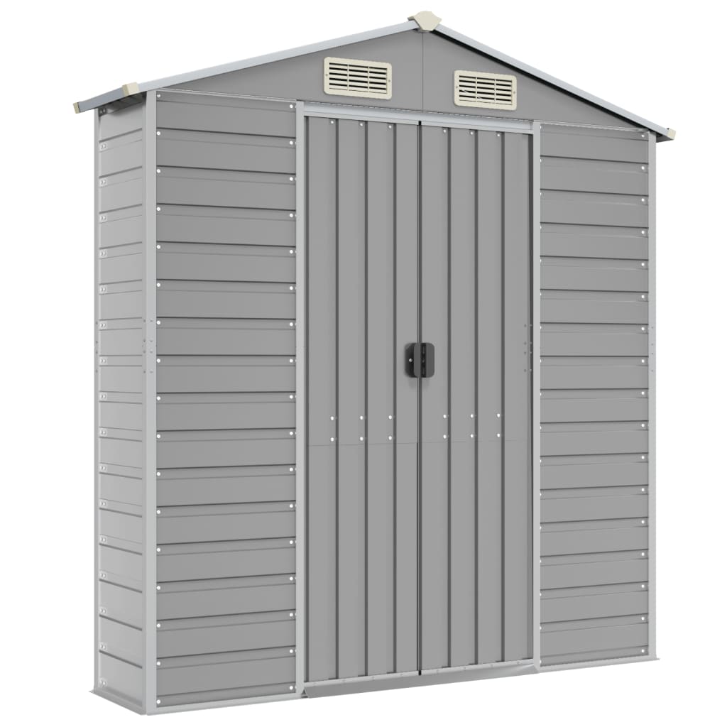 Casetta da giardino grigio chiaro 191x555x198 cm in acciaio zincato | homemem39