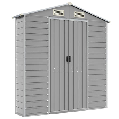 Casetta da giardino grigio chiaro 191x555x198 cm in acciaio zincato | homemem39