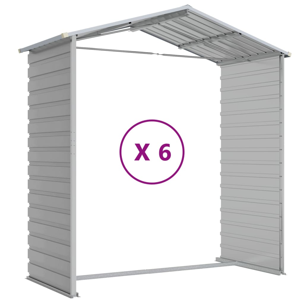Casetta da giardino grigio chiaro 191x555x198 cm in acciaio zincato | homemem39