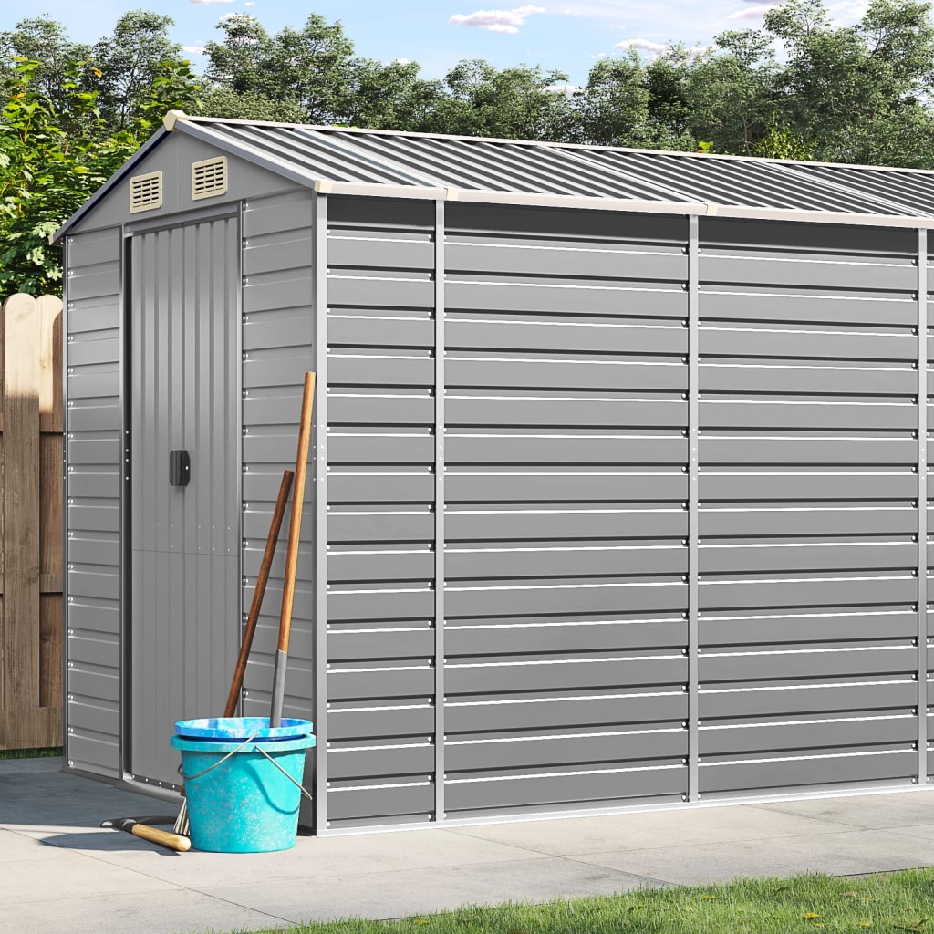 Casetta da giardino grigio chiaro 191x555x198 cm in acciaio zincato | homemem39