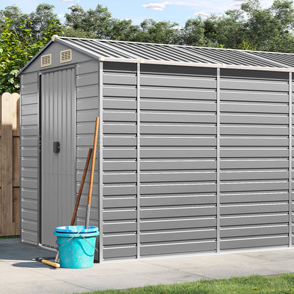 Casetta da giardino grigio chiaro 191x980x198 cm in acciaio zincato