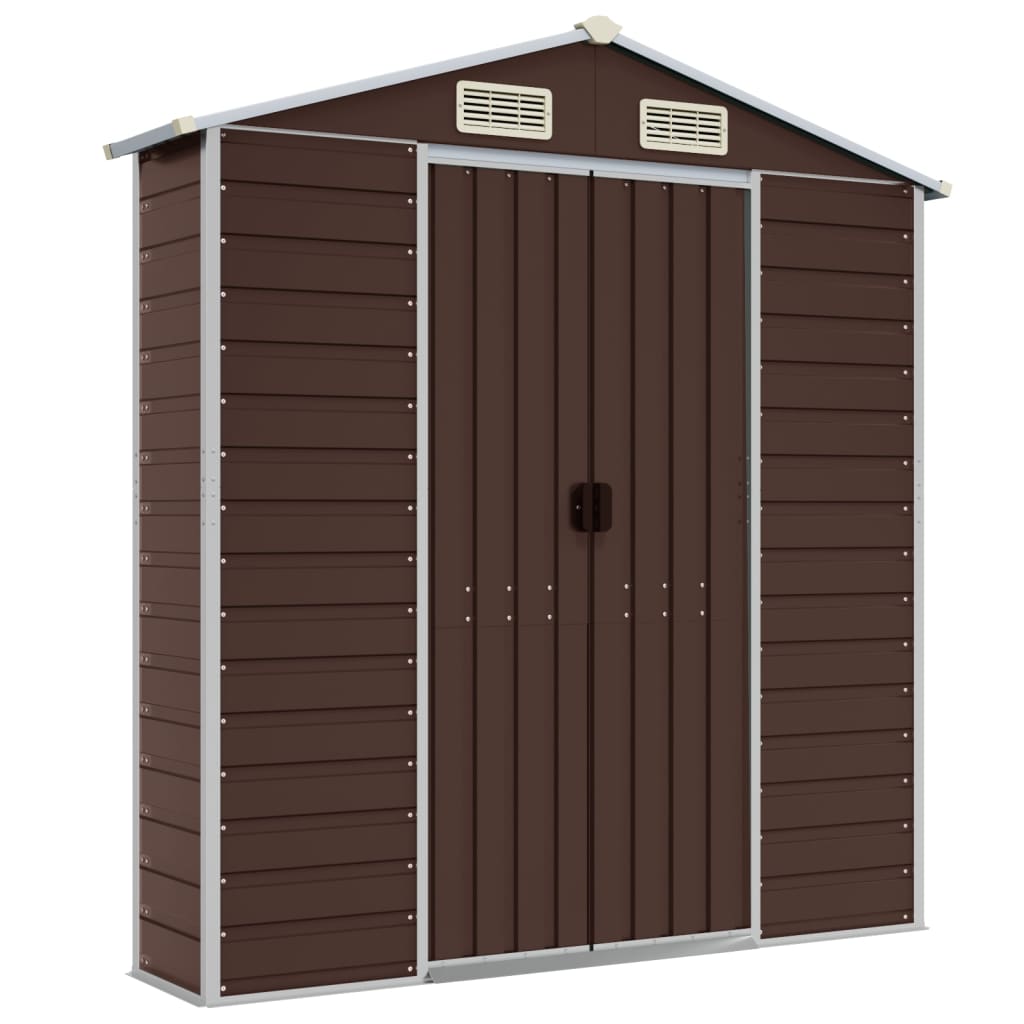 Casetta da giardino marrone 191x385x198 cm in acciaio zincato | homemem39