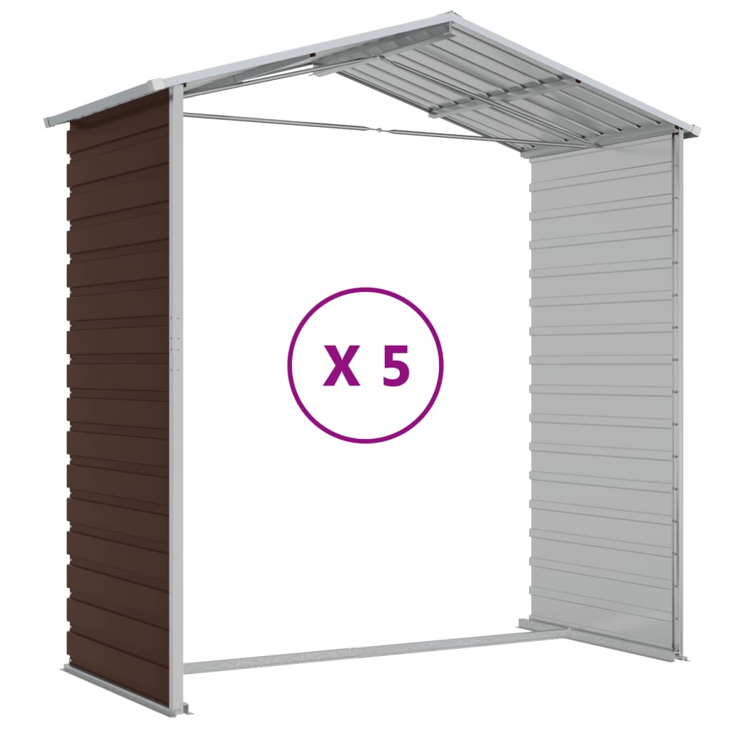 Casetta da giardino marrone 191x470x198 cm in acciaio zincato | homemem39
