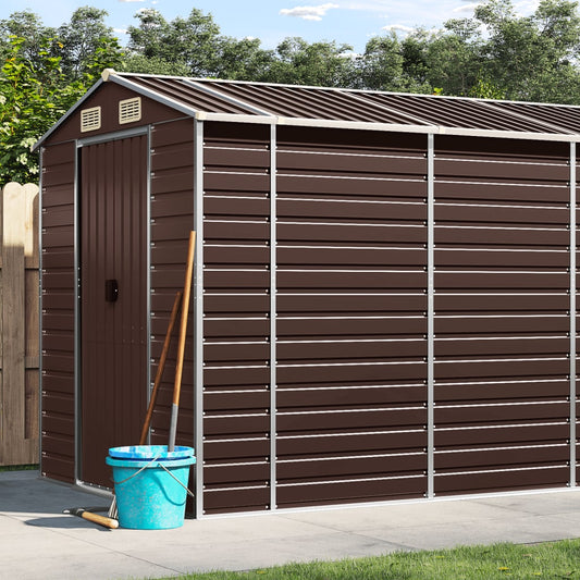 Casetta da giardino marrone 191x470x198 cm in acciaio zincato | homemem39