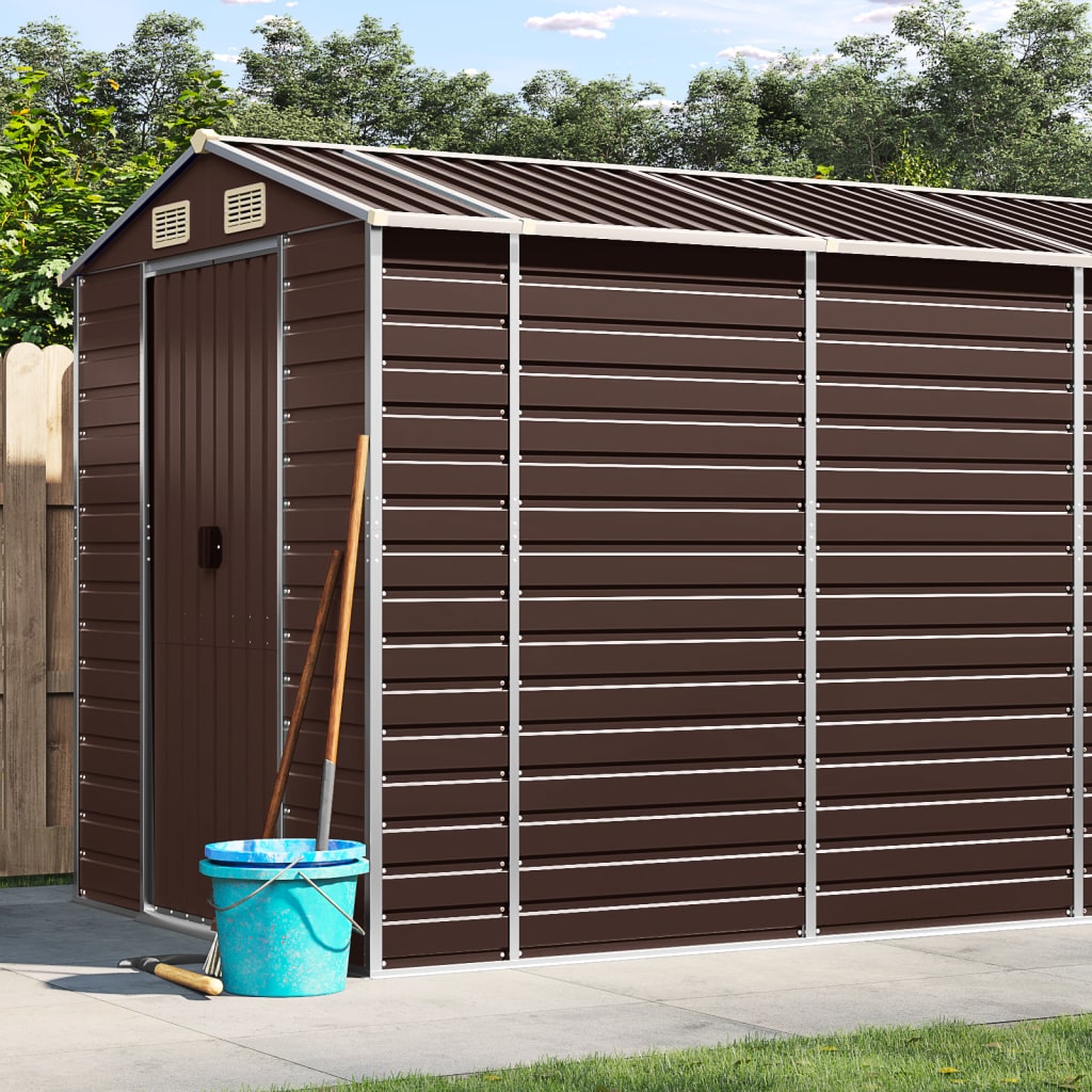 Casetta da giardino marrone 191x555x198 cm in acciaio zincato | homemem39