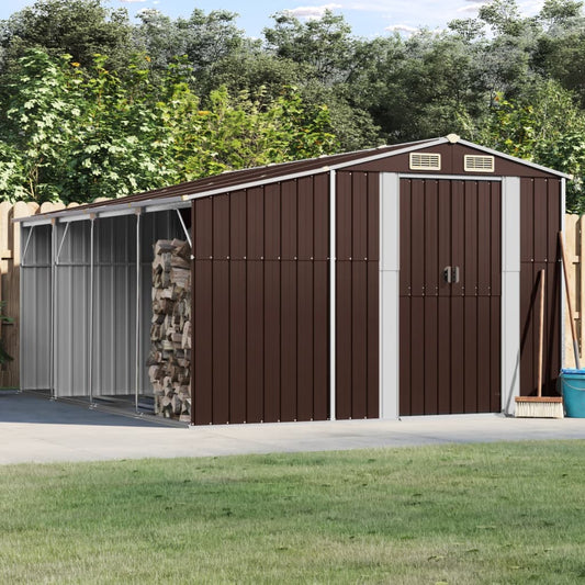 Capanno da Giardino Marrone 277x365,5x179 cm in Acciaio Zincato | homemem39