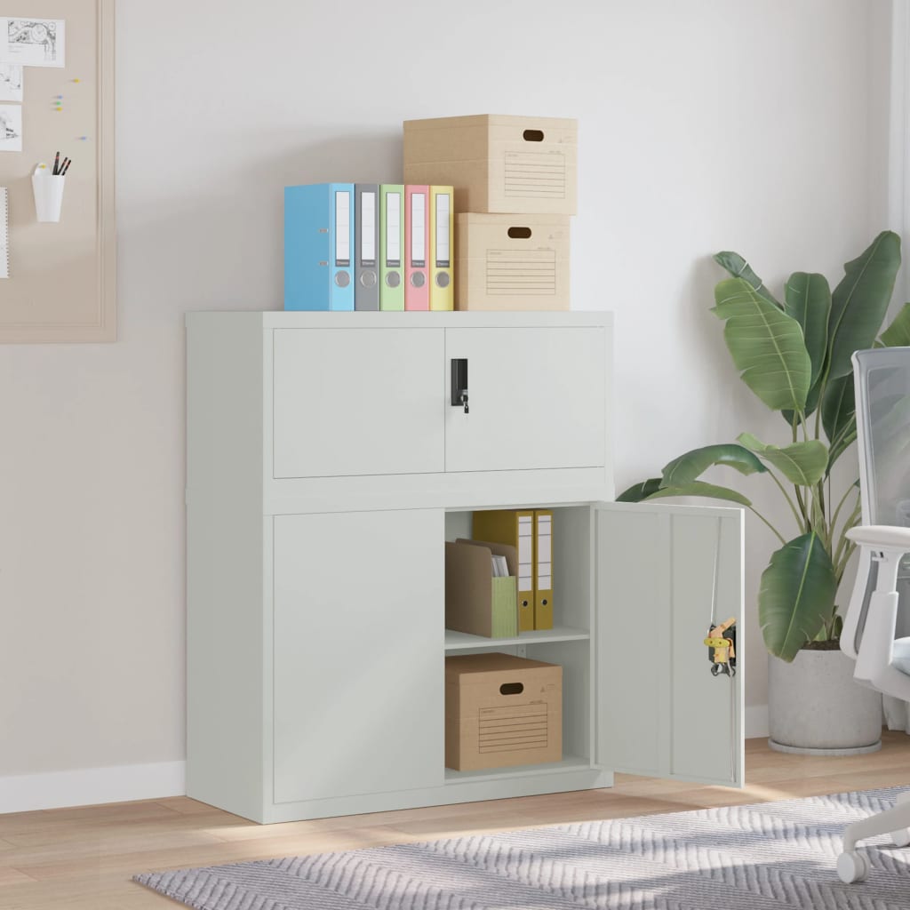 Armadio Classificatore Grigio Chiaro 90x40x110 cm in Acciaio | homemem39
