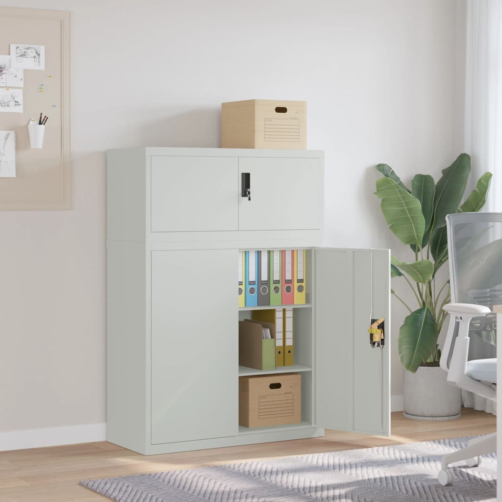 Armadio Classificatore Grigio Chiaro 90x40x130 cm in Acciaio | homemem39