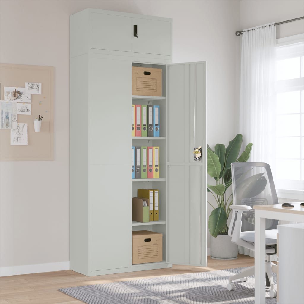 Armadio Classificatore Grigio Chiaro 90x40x240 cm in Acciaio | homemem39