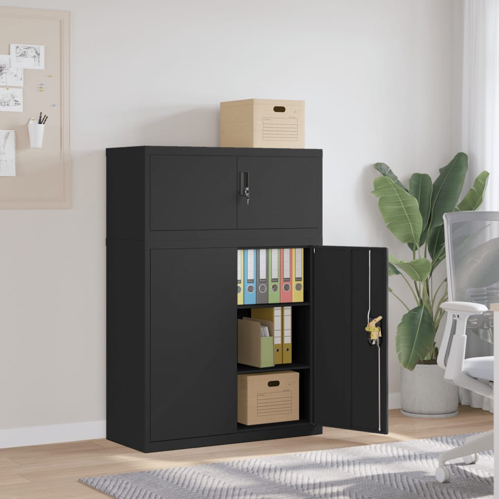 Armadio Classificatore Nero 90x40x130 cm in Acciaio | homemem39
