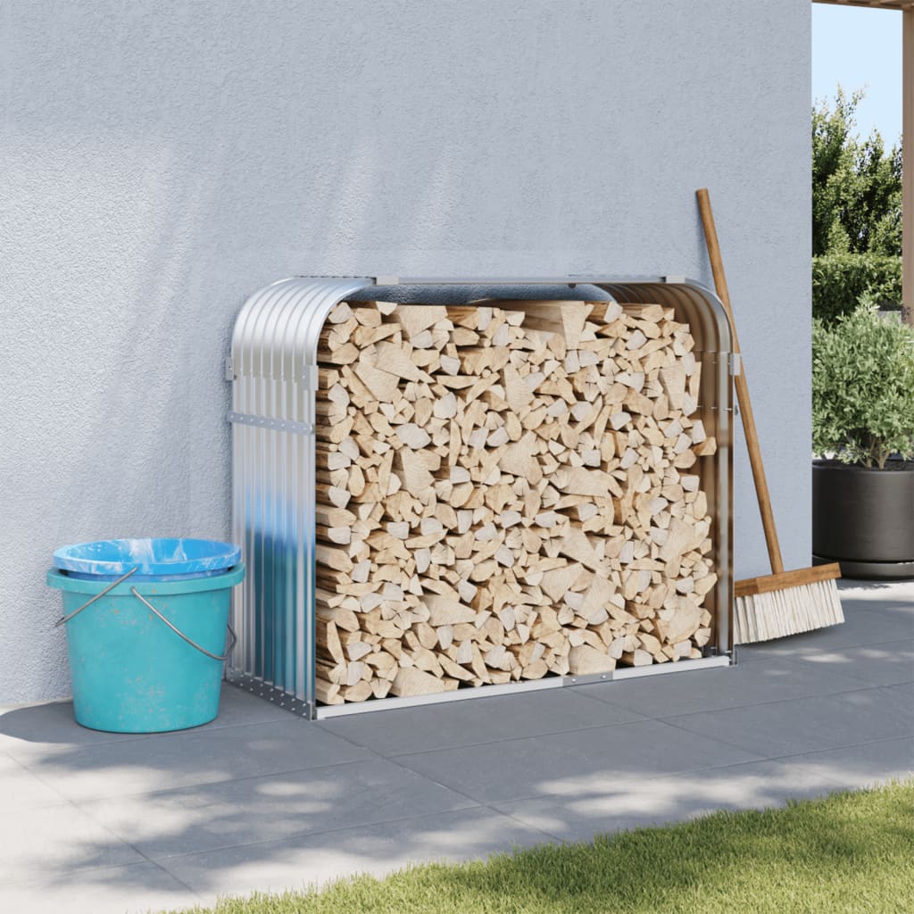 Portaceppi Argento 120x45x100 cm in Acciaio Zincato - homemem39