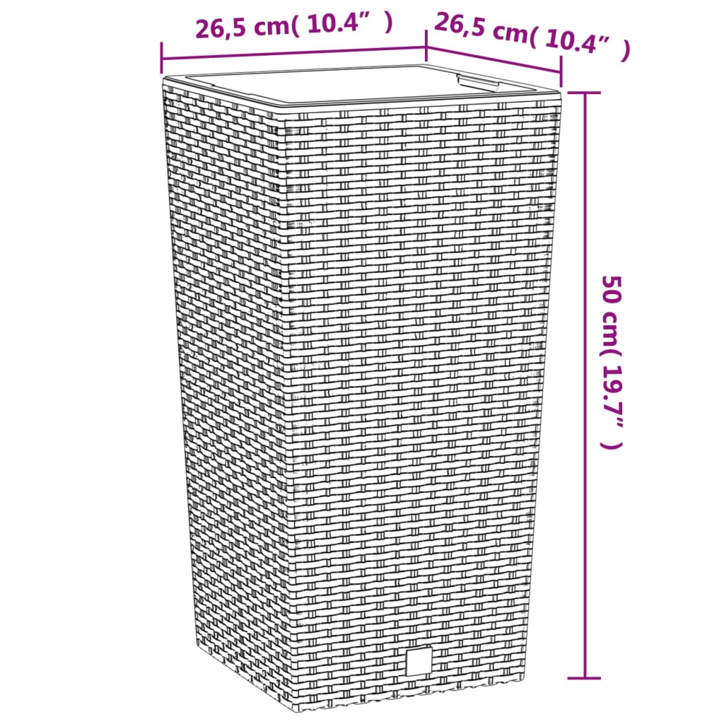 Fioriera con Interno Rimovibile Antracite 11 / 26,5 L PP Rattan | homemem39