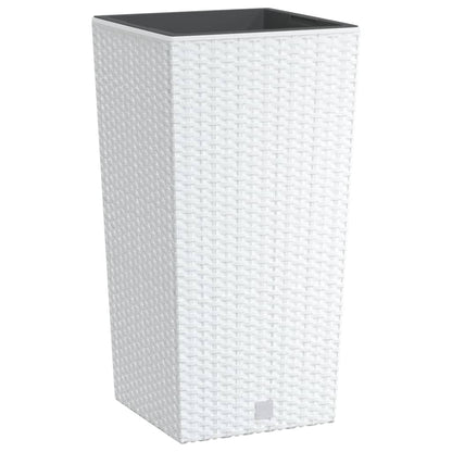 Fioriera con Interno Rimovibile Bianca 11 / 26,5 L in PP Rattan | homemem39