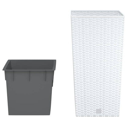 Fioriera con Interno Rimovibile Bianca 11 / 26,5 L in PP Rattan | homemem39