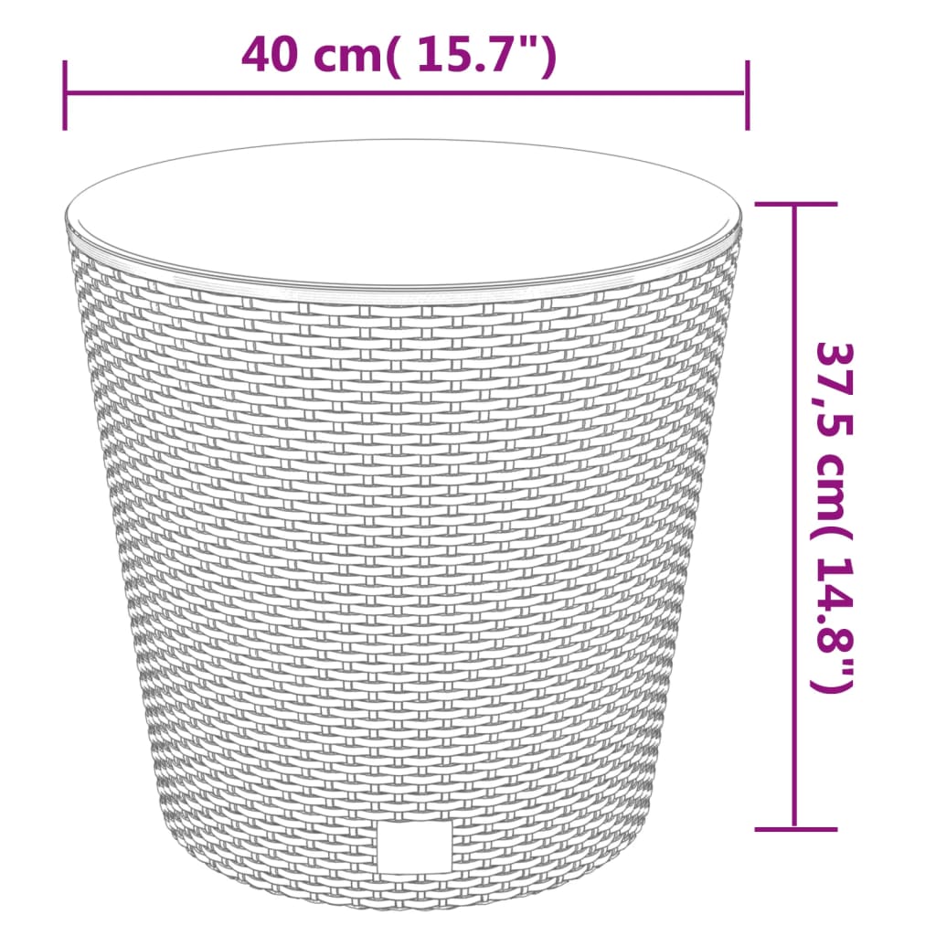 Fioriera con Interno Rimovibile Antracite 35 / 37,5 L PP Rattan | homemem39