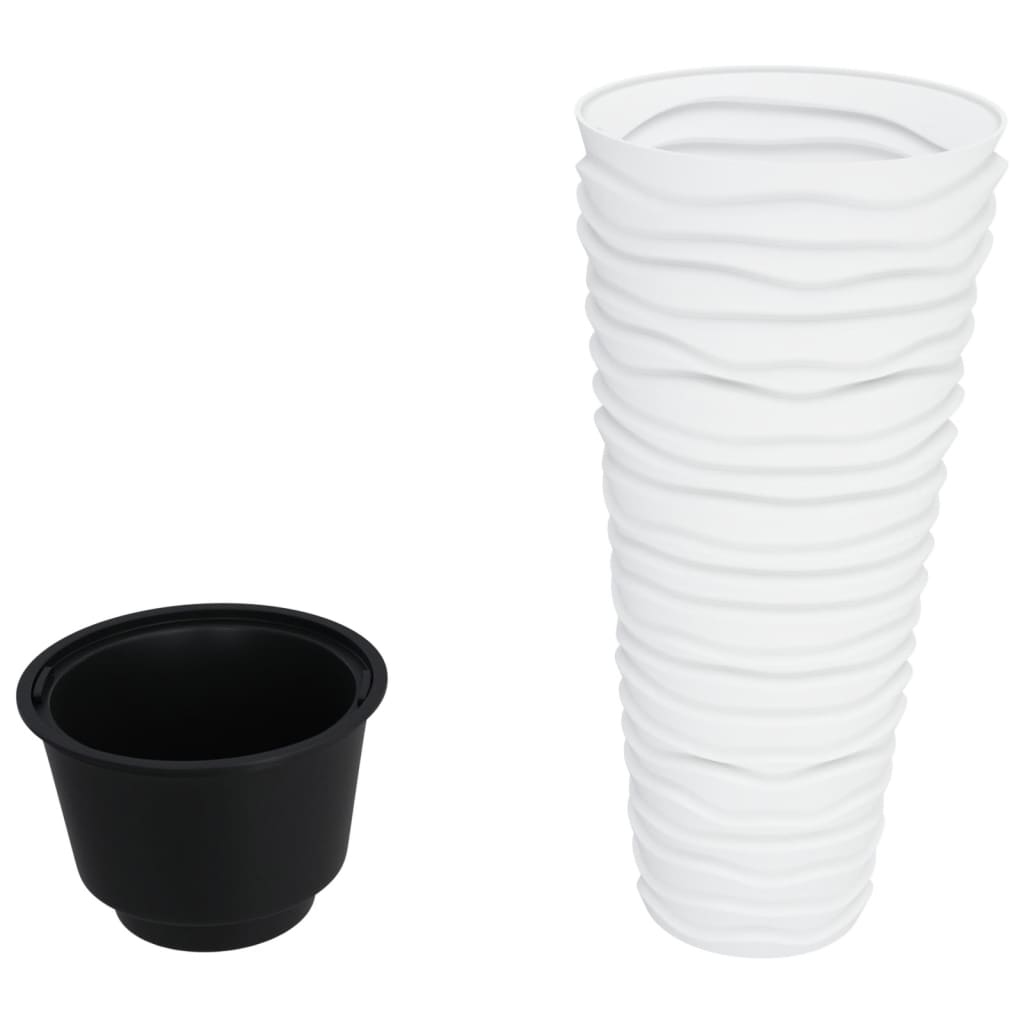 Fioriera con Interno Rimovibile Bianco 18/45 L PP Scanalato | homemem39