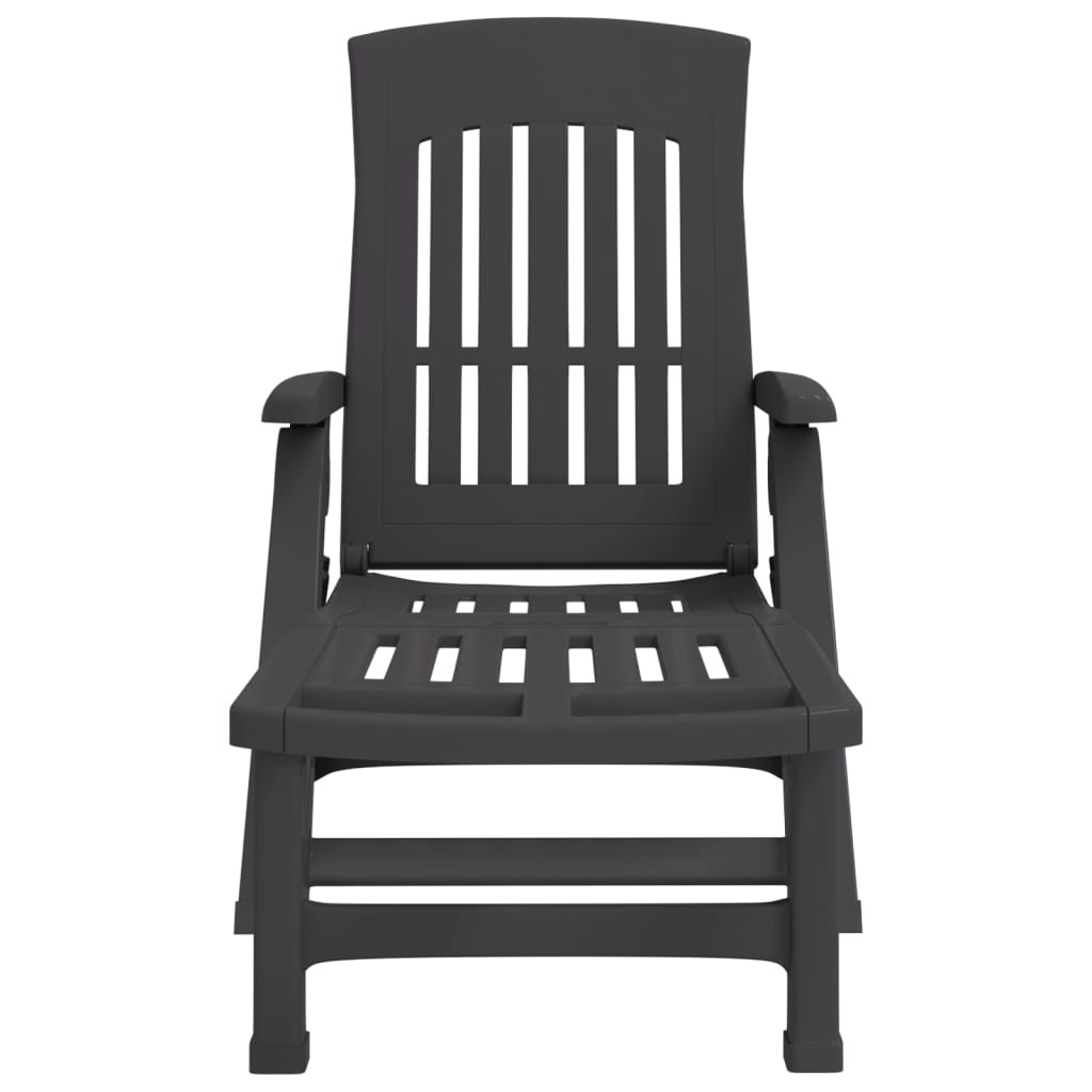 Lettino Prendisole Pieghevole con Ruote Antracite in PP - homemem39