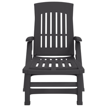 Lettino Prendisole Pieghevole con Ruote Antracite in PP - homemem39