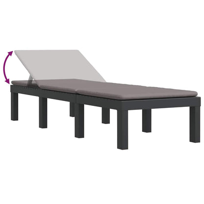 Lettino Prendisole con Cuscini Antracite in PP | homemem39