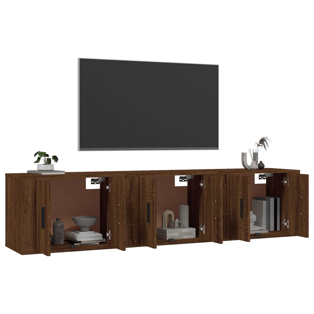Mobili Porta TV a Parete 3 pz Rovere Marrone 57x34,5x40 cm - homemem39