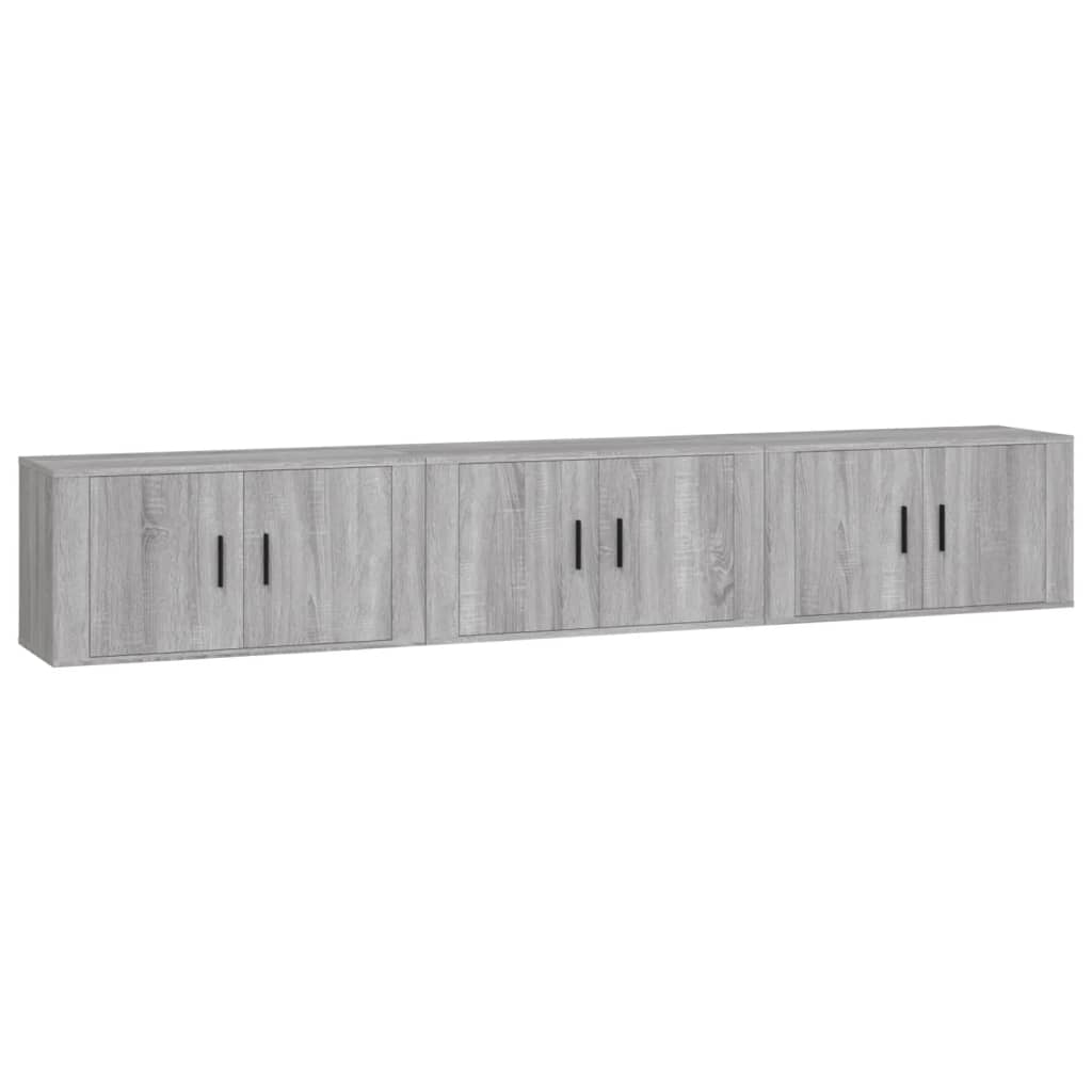 Mobili Porta TV a Parete 3 pz Grigio Sonoma 80x34,5x40 cm