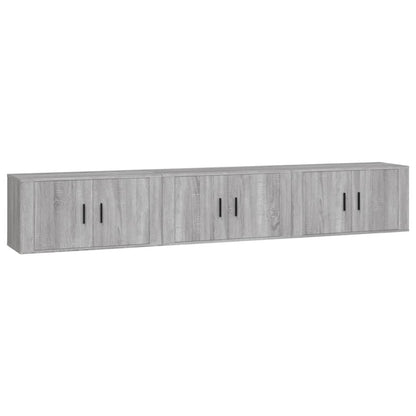Mobili Porta TV a Parete 3 pz Grigio Sonoma 80x34,5x40 cm