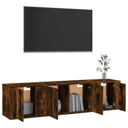 Set Mobili Porta TV 3 pz Rovere Fumo in Legno Multistrato