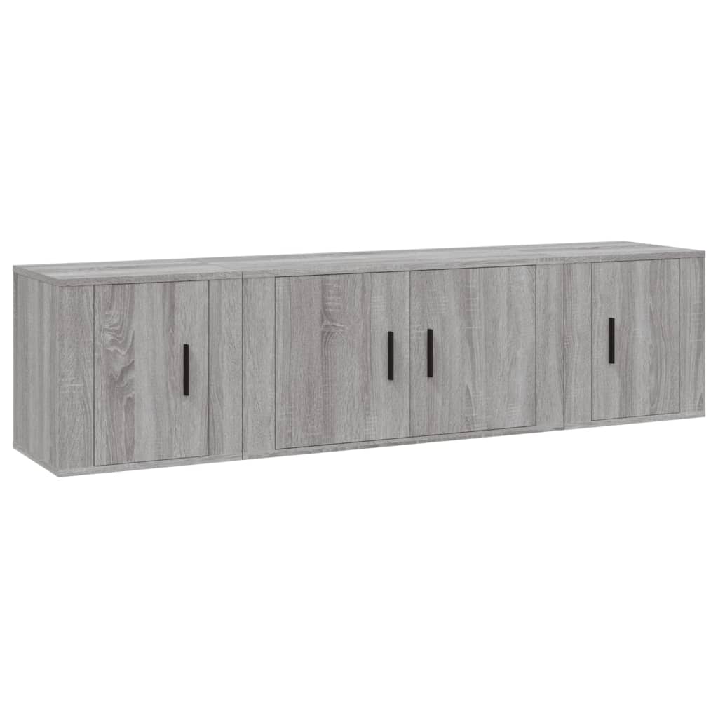 Set Mobili Porta TV 3 pz Grigio Sonoma in Legno Multistrato