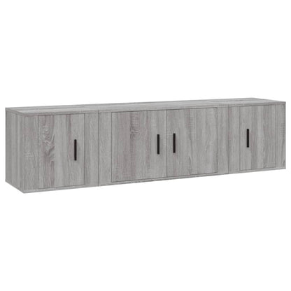 Set Mobili Porta TV 3 pz Grigio Sonoma in Legno Multistrato