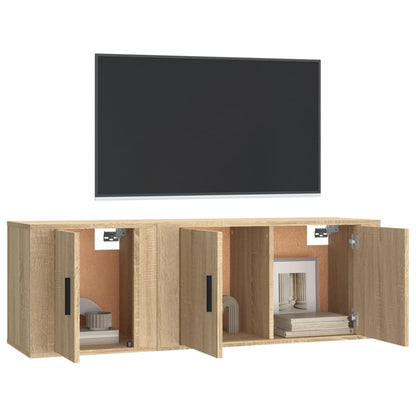 Set di Mobili Porta TV 2 pz Rovere Sonoma in Legno Multistrato