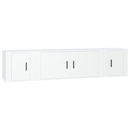 Set Mobili Porta TV 3 pz Bianco in Legno Multistrato
