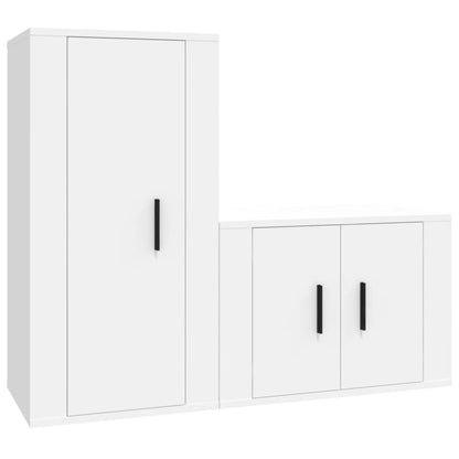 Set di Mobili Porta TV 2 pz Bianco in Legno Multistrato - homemem39