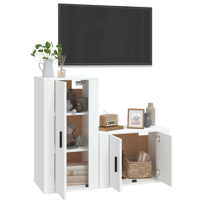 Set di Mobili Porta TV 2 pz Bianco in Legno Multistrato - homemem39