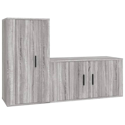 Set Mobili Porta TV 2 pz Grigio Sonoma in Legno Multistrato
