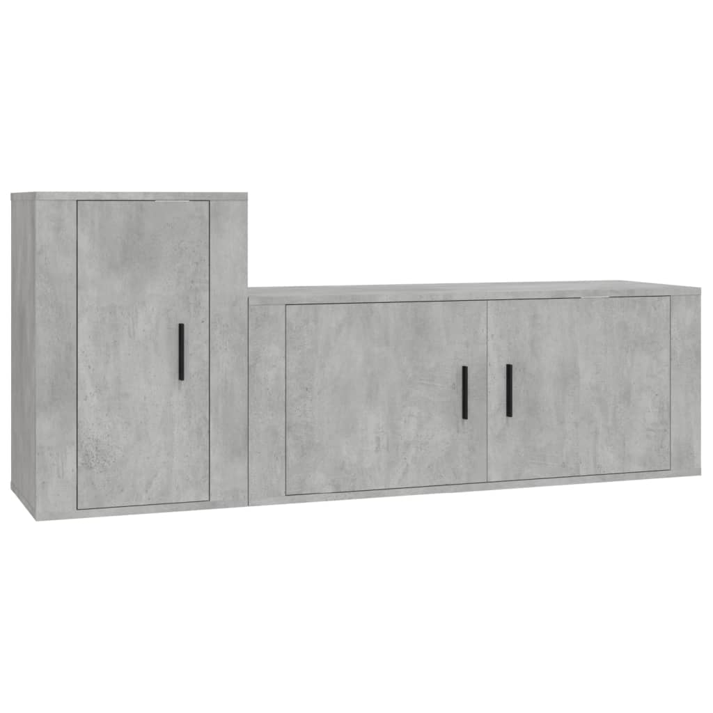 Set di Mobili Porta TV 2 pz Grigio Cemento in Legno Multistrato