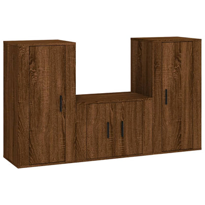 Set Mobili Porta TV 3 pz Rovere Marrone in Legno Multistrato - homemem39